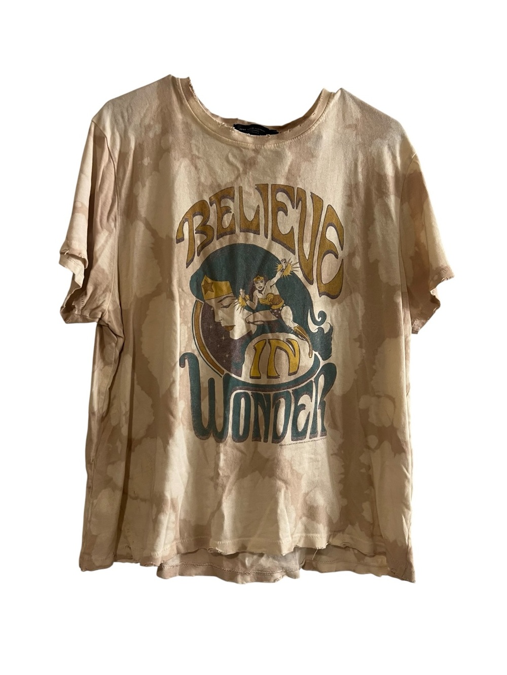 Junk Food - Vintage Believe In Wonder Graphic Tee - Beige Tie-Dye - Size XL